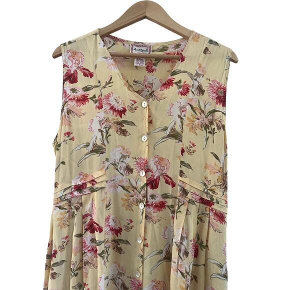 VTG April Cornnell Floral Sleveless Midi Dress Large Fairy Boho Cottage Granny - Picture 4 of 15